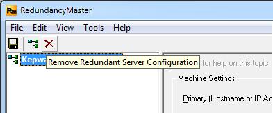 26 Removing Redundancy To delete the redundant configuration for a server, select the server in the left-hand pane and then click the Remove Redundant Server Configuration toolbar button.