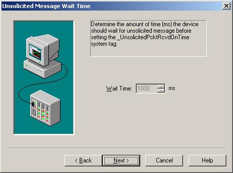 The Unsolicited Message Wait Time dialog is displayed next.