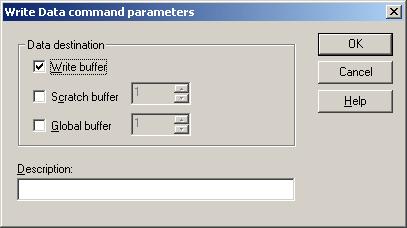 The "Write buffer" check box tells the driver to append the write buffer with the formatted write value. This box will be checked by default.