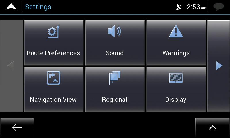 Settings menu You can configure the program settings, and modify the behaviour of Advanced ICE Toyota Navigation. Tap, and. Tap the arrows to view the content of other pages.