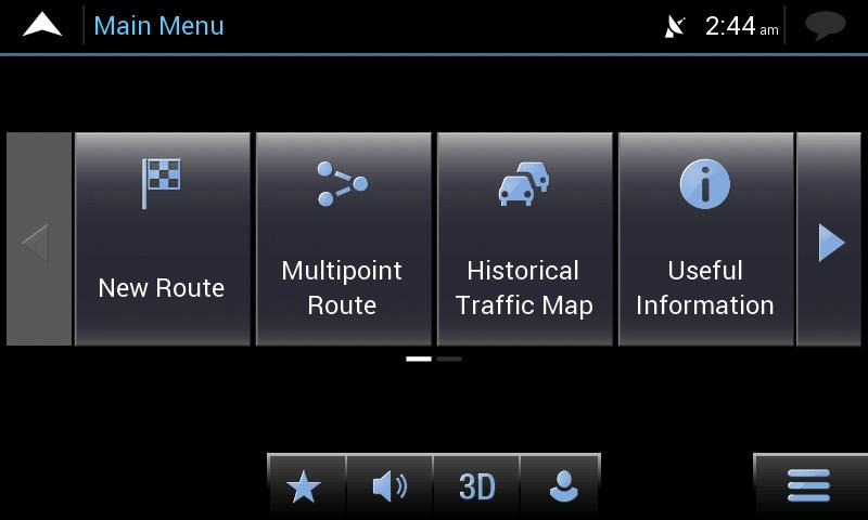 Navigation menu On the Map screen, tap to open the Navigation menu.