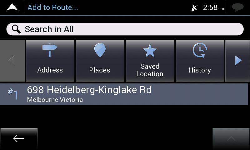 New Route menu In the Navigation menu, tap The New Route to.