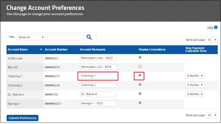 1 Use Reset/Edit for Account Preferences 1. From the Administration tab, in the Reset/Edit section, select Account Preferences. 2. On the Change Account Preferences page, edit the account information.
