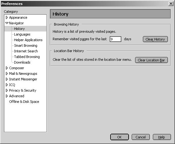 Clearing History Files (Netscape 6.0) 1. Click Edit and choose Preferences. 2.