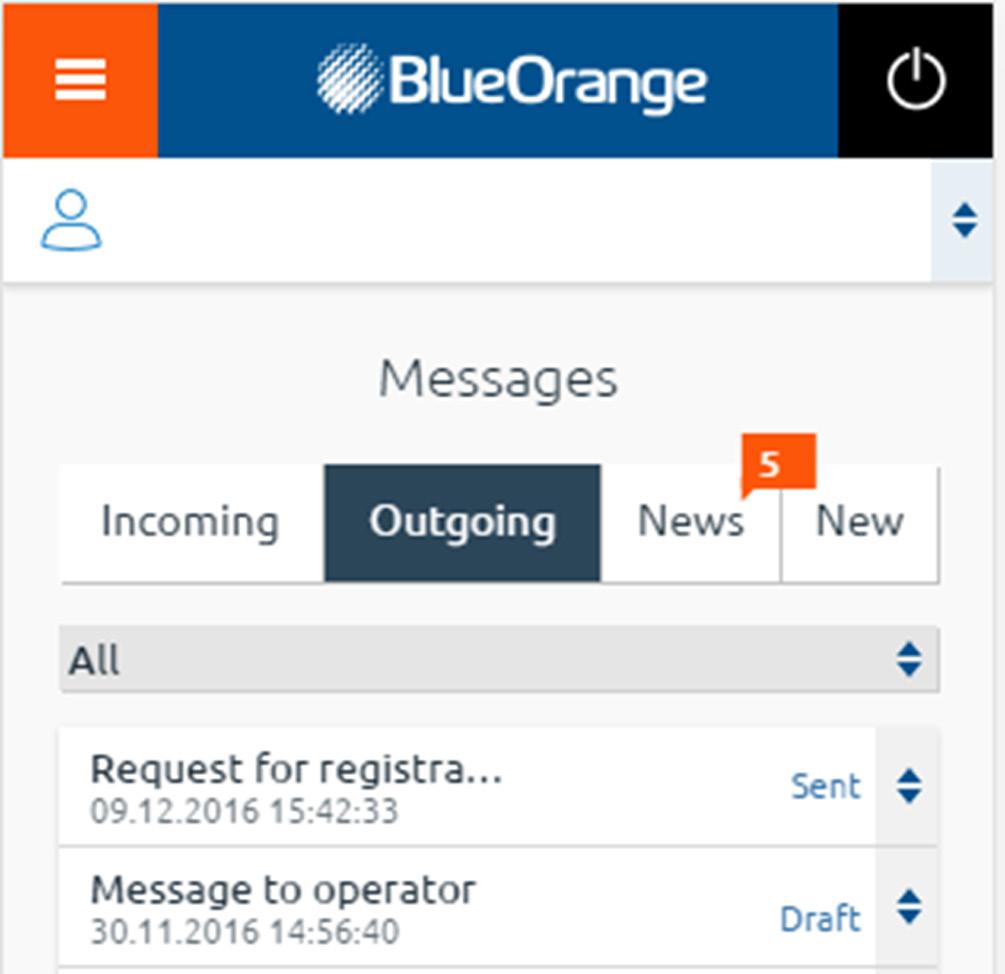 1.9.2. Outgoing Menu item: Messages / Outgoing allows you to view messages addressed to the Bank, which may have the status Draft, Sent and Read.