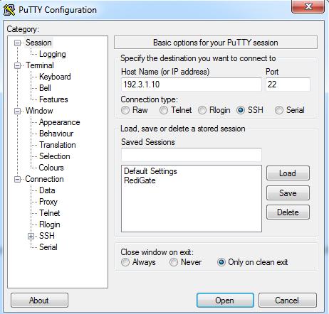Setting up PuTTY for Network Communication To set up PuTTY for network communication, run the PuTTY program and configure it to the correct IP address of your Director By default, the SSH port number