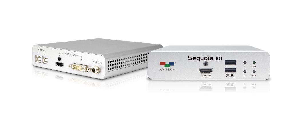 Sequoia 101 HDCP compliant, 2-port KVM switcher with multi-head system compatibility Auto-sensing of HDMI/DVI/VGA/YPbPr source signals with plug-and-play ensures easy installation Sleek design offers