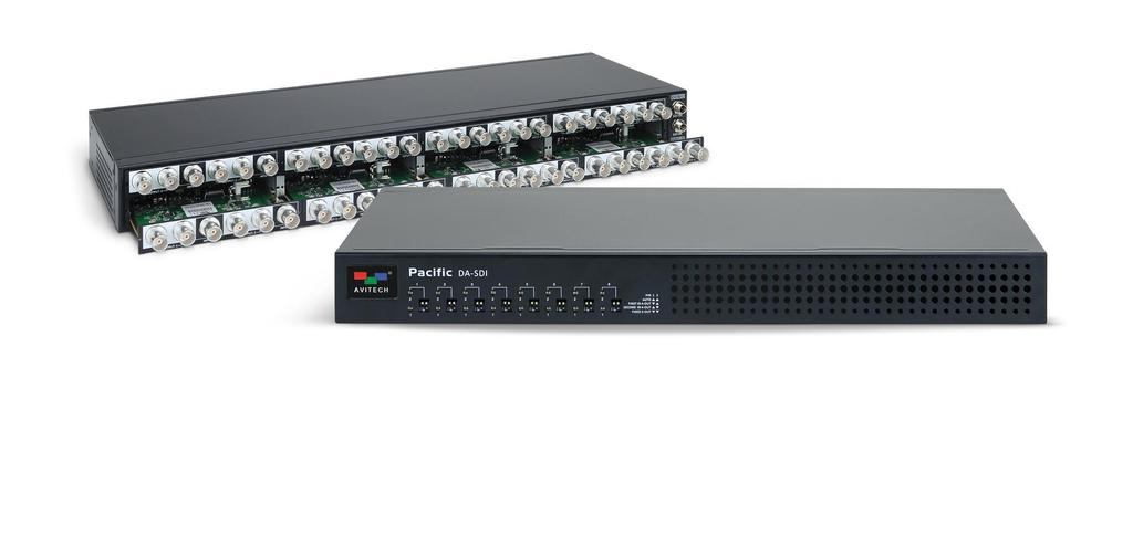 Pacific DA-204 High performance 12G/6G/3G/HD/SD-SDI reclocking distribution amplifier Hot-swappable, modular card-based architecture houses up to 8 independent cards in an 1RU chassis; each card