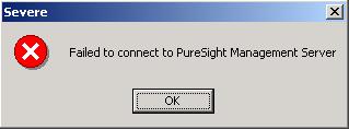 Installing PureSight Log Server on a Windows Platform 3-9 NOTE: If the PureSight Log Server Setup application is unable to connect to the PureSight Management Server the following error message is