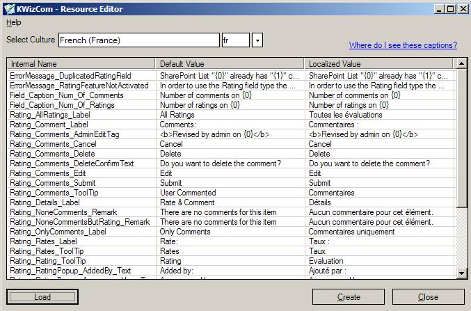 Here you select the target language Click to import a translation resource file.