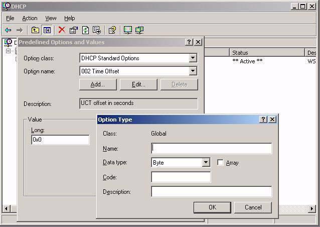 Predefined Options and Values window. Figure 128 DHCP Window Figure 129 Select Predefined Options and Values 2.