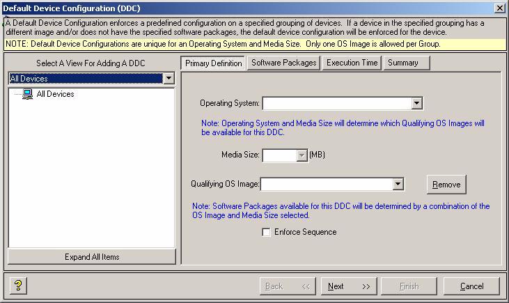 82 Chapter 7 Managing Default Device Configurations The Default Device Configuration (DDC) functionality allows you to configure default configurations for a group of devices.