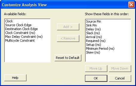 Displaying Path List Timing Information The Path List in the Timing Analysis View displays the timing information required to verify the timing requirements and identify violating paths.