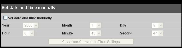 Time and Date Use the Time and Date menu to set the camera s time settings manually, from the computer s time or use a network time server (NTP server).