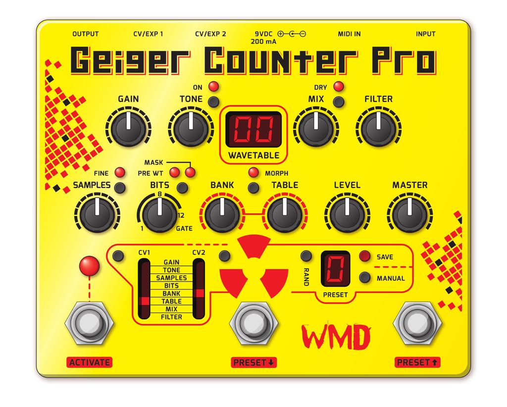 GEIGER COUNTER PRO WAVESHAPING DISTORTION WORKSTATION SAMPLES: This knob controls the sample rate of the GCP s processor.