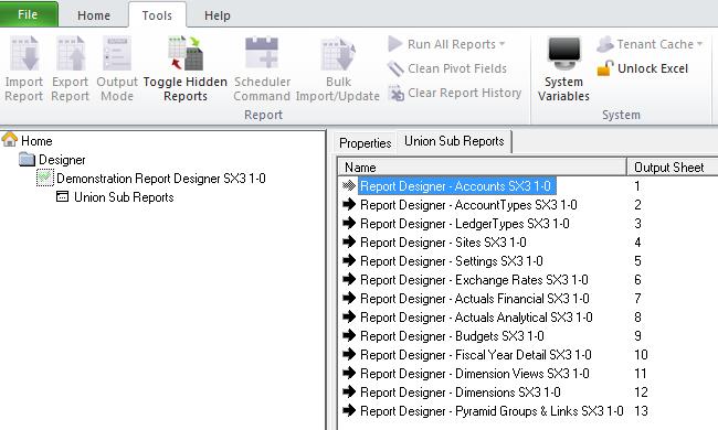 3.1.3 Improve Behavior of Report Property Columns The tabs which appear when a report is selected within the report manager contain table grids to display data for columns, filters, parameters, sort