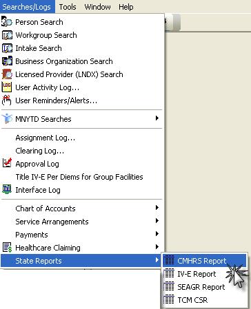 OR 2. Click on Searches/Logs from the windows toolbar; select State