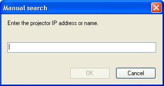 Specifying Either an IP Address or Projector Name and Performing a Search (Advanced Connection Mode Only) 34 Specifying Either an IP Address or Projector Name and Performing a Search (Advanced
