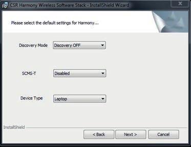 Step 5 Discovery Mode: select Discovery On to allow other Bluetooth hosts to find your computer. SCMS-T: select Enabled to support music in SCMS-T format.