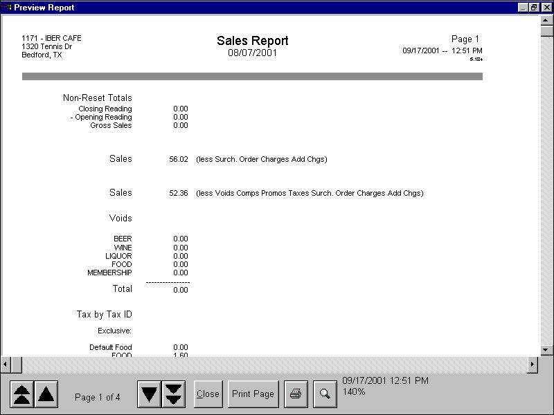 Analyzing Your Sales Report The Sales report provides sales information by category and the breakdown of payment information by cash, non-cash, promos, gift certificates, etc.