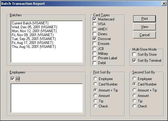 3. Select Reports > Review Transactions to display the Batch Transaction Report dialog box, as shown in Figure 1-24: Performing Daily Functions Figure 1-24 Batch Transaction Report Dialog Box 4.