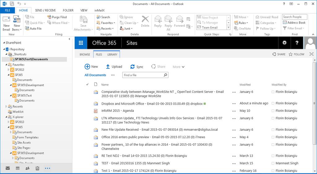 SharePoint Connector (SPT) Integrates Microsoft Outlook with Microsoft SharePoint Server Ability to set multiple SharePoint sites for filing emails or attachments SharePoint store enables users to