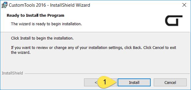 1. Click Install to start the installation process Custom installation 1.