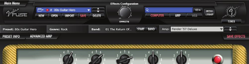 Band Track Screens Click on the "BAND" button {A} to select a Band track and adjust Band settings.