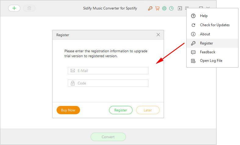 PURCHASE & REGISTRATION Purchase Windows Version of Sidify Music Converter for Spotify Register Windows version of Sidify Music Converter for Spotify Purchase Windows Version of Sidify Music