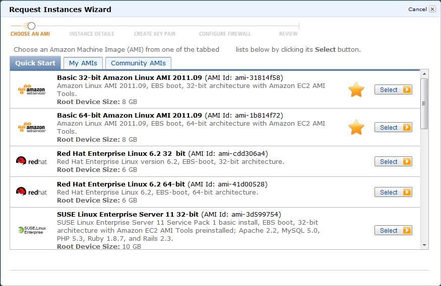 Implementing the Scenario After you select an AMI, the wizard steps to the Instance Details page.