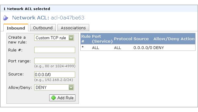 Working with Network ACLs Adding and Deleting Rules When you add or delete a rule from an ACL, any subnets associated with the ACL are subject to the change.