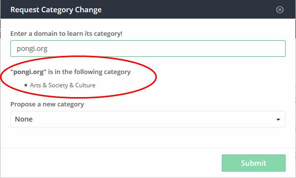 If you wish to suggest a new category, select it from the 'Propose a new category'