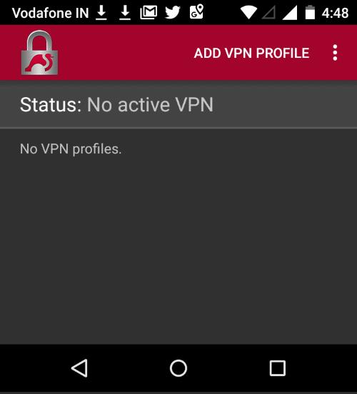 Once connected, the VPN icon will be available on the navigation bar.