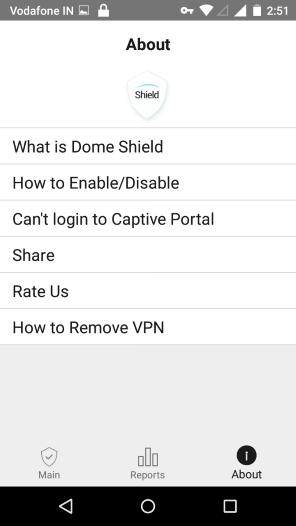 What is Dome Shield - Brief description about the product How to Enable / Disable - Instructions how to connect / disconnect to Shield Can't login to Captive Portal - Troubleshooting instructions