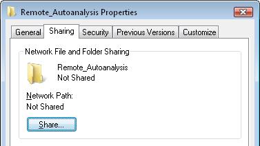 Setting Up a Shared Folder (Remote Autoanalysis Only) For the Windows Vista Operating System Creating a Shared Folder (Windows Vista ) 1.
