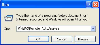 Remote autoanalysis only Enter the destination, using the format: \\<remote analysis computer name>\<shared folder name> For example: \\MYPC\Remote_AutoAnalysis 5a 5c (For remote autoanalysis only)