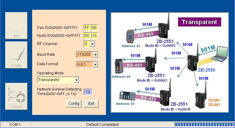 5. Click on the Config button to configure setting for the ZigBee Converter - ZB-2550(P)/ZB-2551(P). e.g : ZB-2551(P) 5 6.