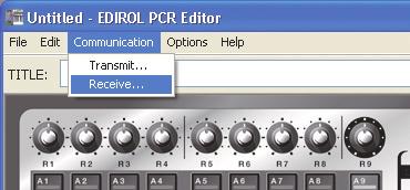 Receiving If you want to use PCR Editor to edit a control map that s currently in the PCR keyboard, you ll need to load the control map from the PCR s current memory into PCR Editor so