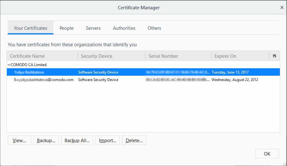 your computer. You can import and install the certificate into your browser through the 'Certificate Manager'.