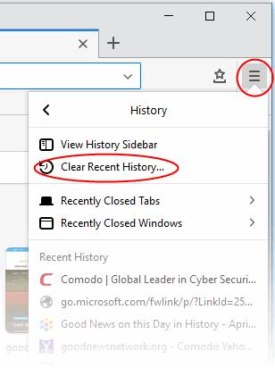 7.2.Delete Browsing History and Configure History Settings Comodo IceDragon speeds up access to websites that you visit regularly by caching the sites you visit, files you have downloaded, temporary