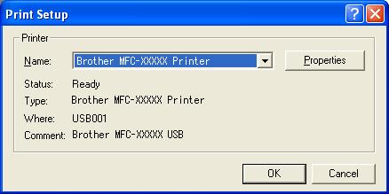 Printing e Click Print Setting and choose your Brother machine. Click OK. 1 If you want to use photo paper, click Properties and set the Media Type and Quality in the printer driver dialog.