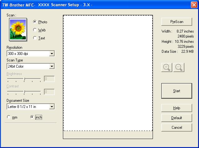 Scanning c Click Select button. d Choose the scanner you are using from the Available Scanners list. For Windows XP/Windows Vista : Choose TW-Brother MFC-XXXX or TW-Brother MFC-XXXX LAN.