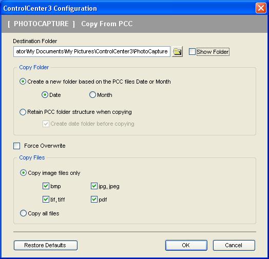 3 Open PCC Folder (PCC: PhotoCapture Center ) 3 The Open PCC Folder button starts Windows Explorer and displays files and folders on the memory card.