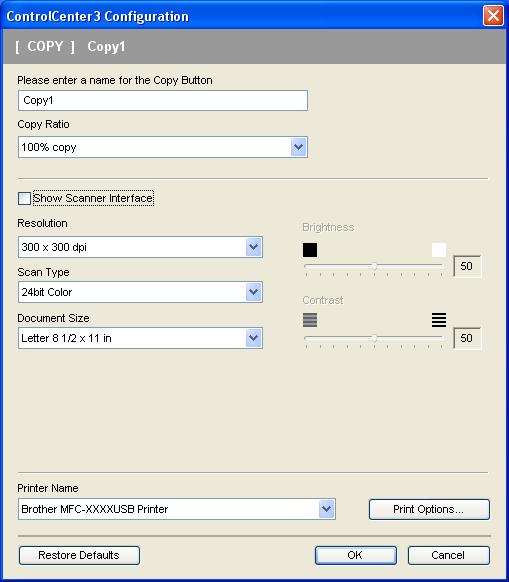ControlCenter3 COPY 3 The Copy1 to Copy4 buttons can be customized to let you use advanced copy functions such as N in 1 printing.