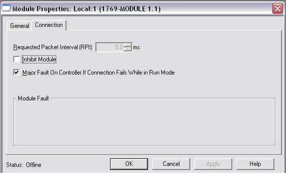 Verify that the next prompt has the Major Fault On Controller If Connection Fails While in Run Mode box checked (see Figure 4). Click OK after this has been verified.