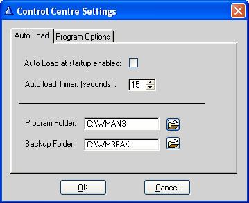Configuration settings 10 Program Folder This setting tells the Control Centre where to look for the WatchManager Suite of programs. Default is C:\WMAN3 If you are not sure, DO NOT CHANGE THIS!