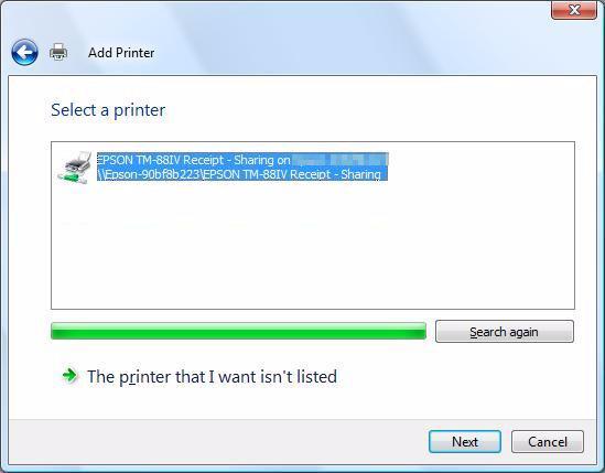 Follow the procedures below to install the shared printer on the client computer.