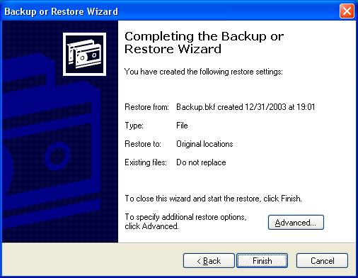 5 Procedures Restore A similar wizard guides you through the restore process.