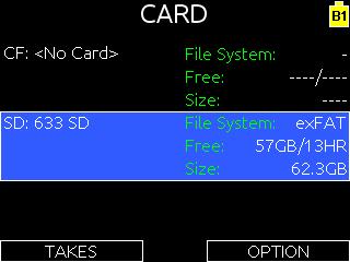 File Management 633 User Guide and Technical Information The 633 writes files to both CompactFlash (CF) and Secure Digital (SD) storage media.