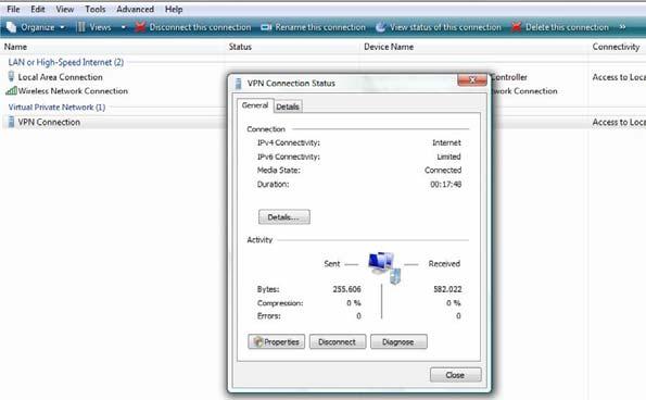 PC (client Windows Vista) ---- Internet ----- Router in bridge mode ---- SMCBR21VPN ---- PC (server Windows XP)